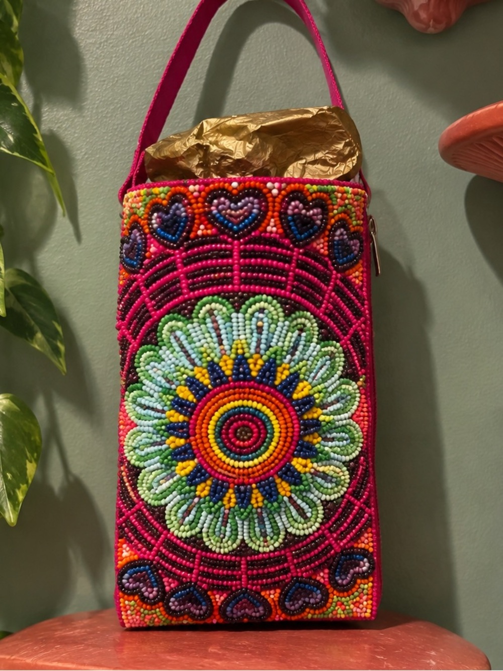 Hand Beaded 3-in-1 Convertible Artisan Crossbody Wristlet Clip-On Purse